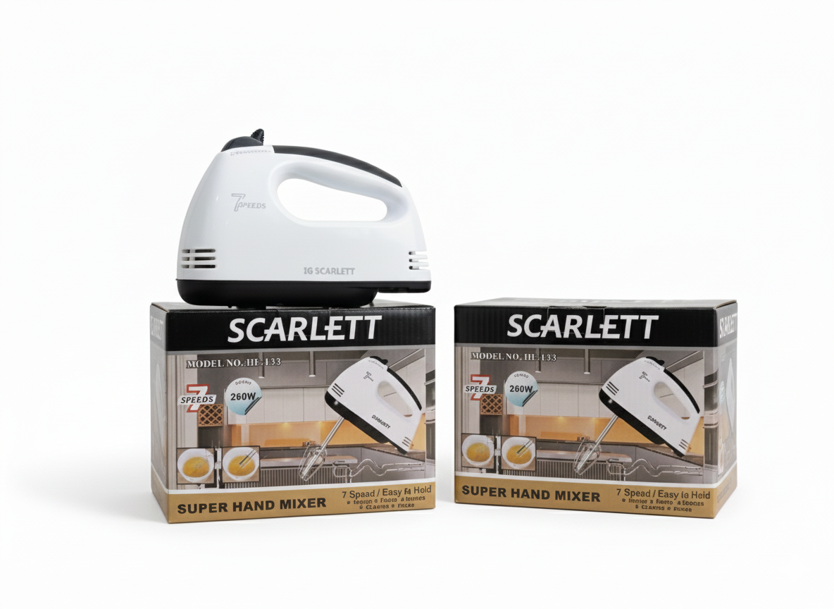 Scarlett 7-Speed Electric Hand Mixer (260W) – Multi-Purpose Egg Beater & Whisker